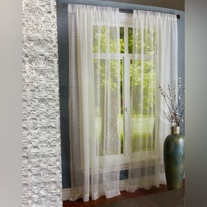 Pier 1 Imports White Sheer Open Weave Curtains Set of 2 panels. 50x84” New.